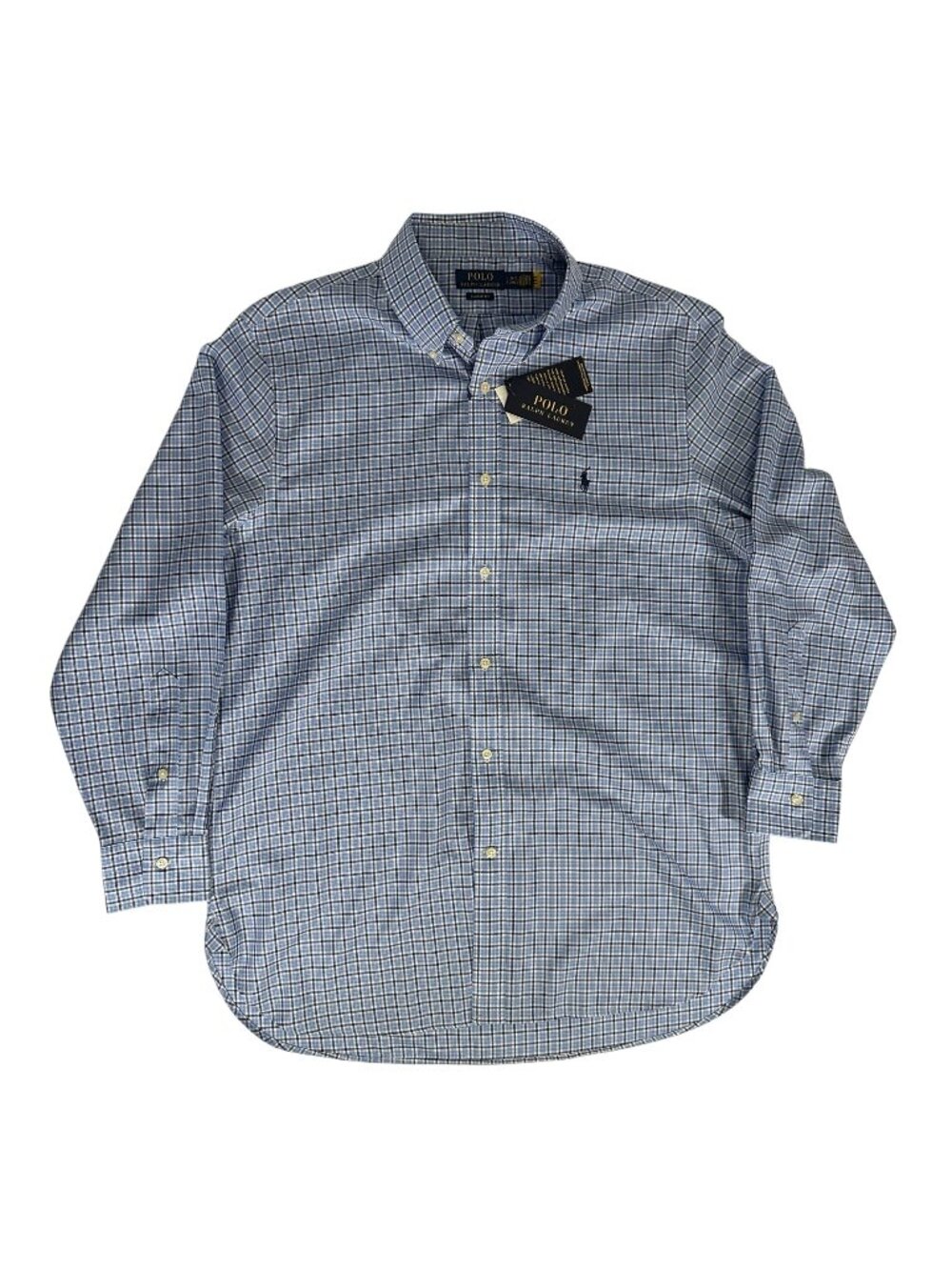 POLO Ralph Lauren Classics Long Sleeve Button Down Shirt Blue Plaid Large NWT